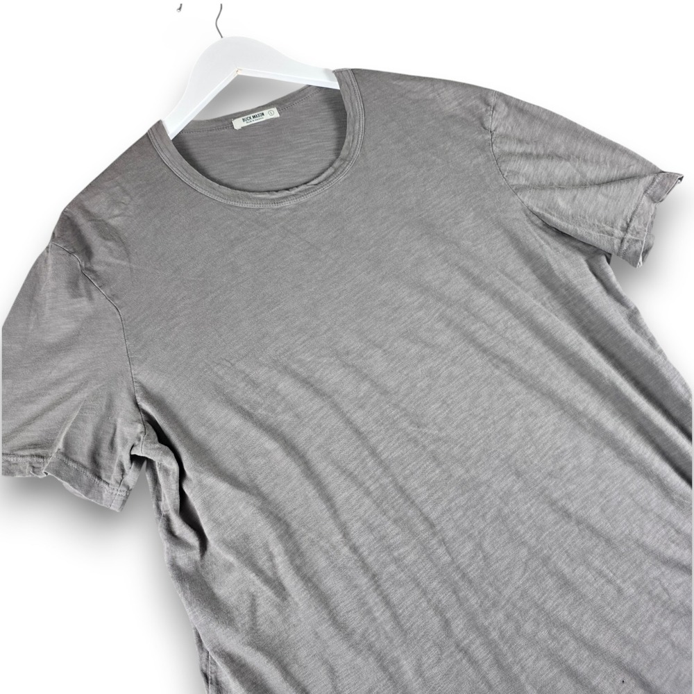 Buck Mason Mens T Shirt Large Gray Slub Cotton Short Sleeve Curved Hem BM11001